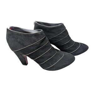 Cesare Paciotti EU 39 US Size 8 Black Striped Suede High Heel Booties